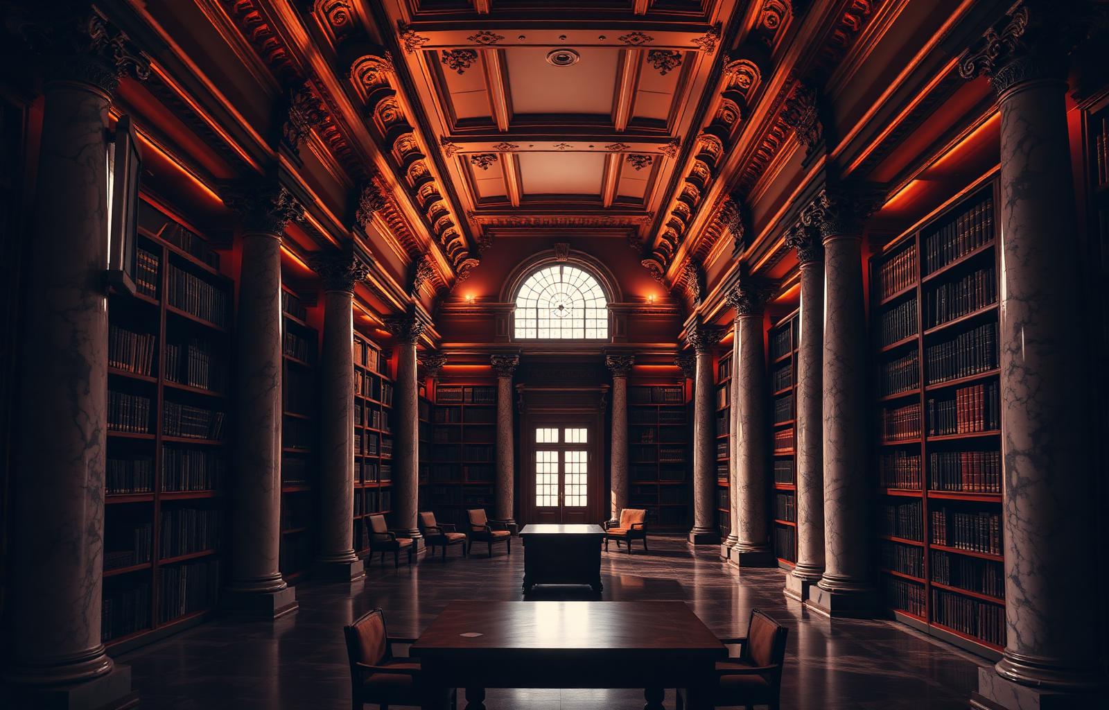 Una imponente biblioteca jurídica de estilo clásico